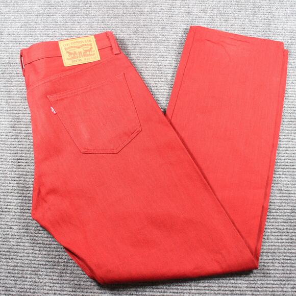 Levi’s 501 Jeans Mens 36x32 Red Button Fly Straight Nonstretch - Picture 1 of 10